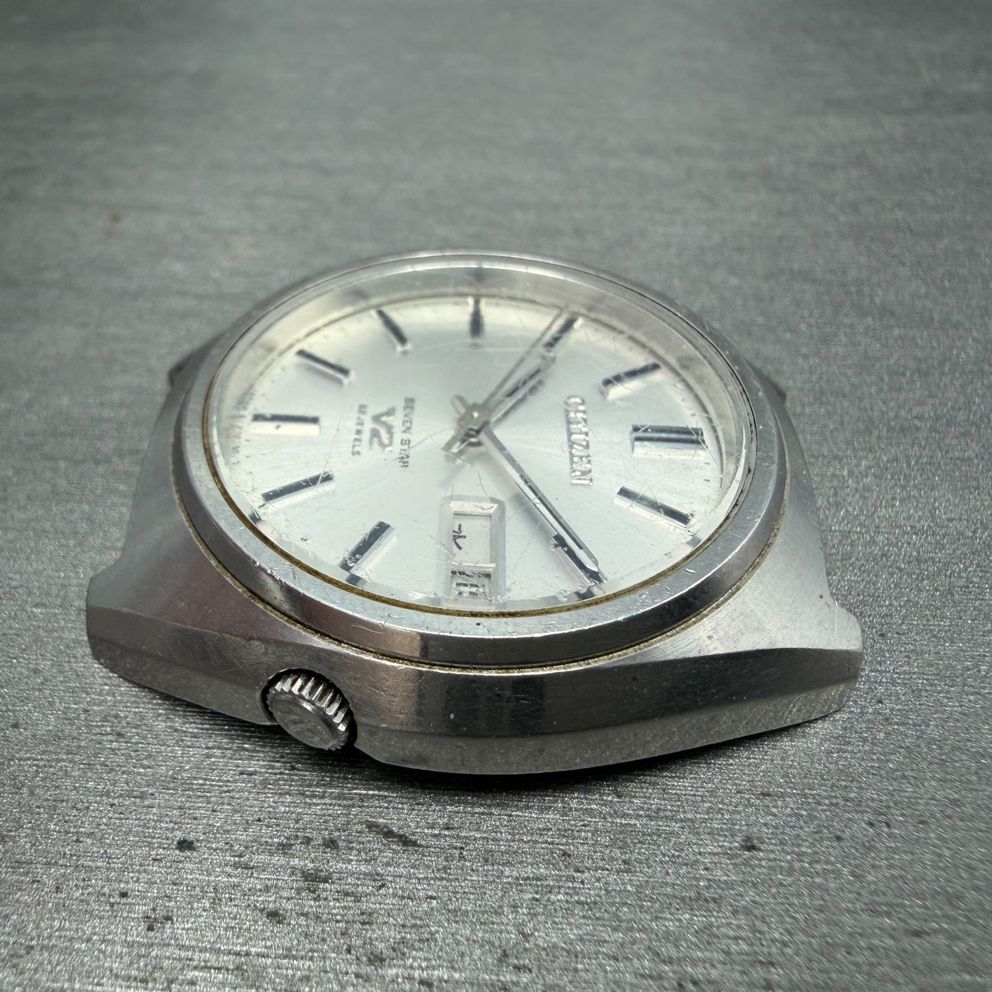 Citizen Seven Star V2 Watch Men 38mm Silver Dial Steel Daydate 4-770544 PARTS6