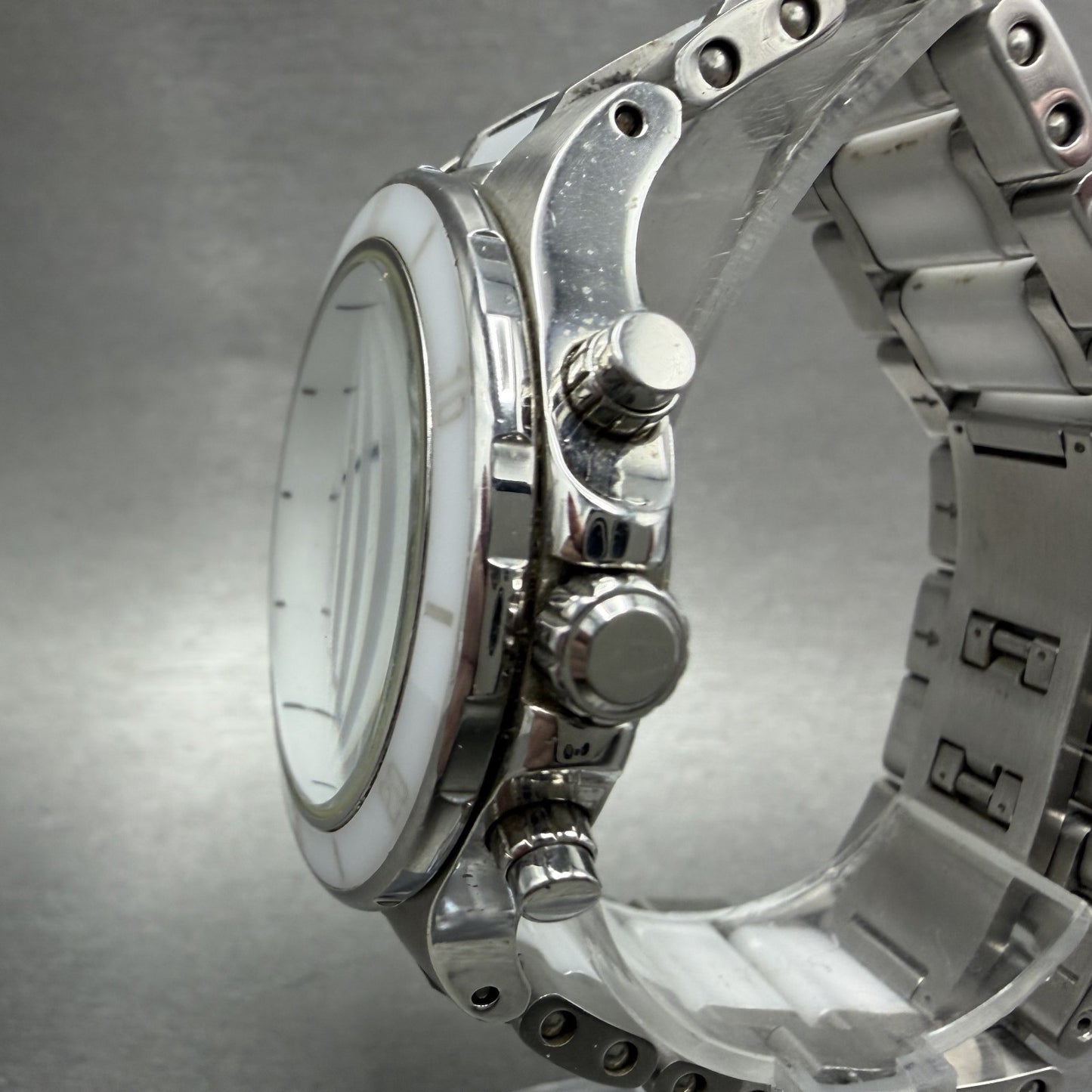 Bulova Chronograph Watch Women 40mm White Dial Silver Tone 98P125 New Battery2