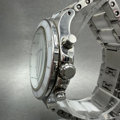 Bulova Chronograph Watch Women 40mm White Dial Silver Tone 98P125 New Battery2