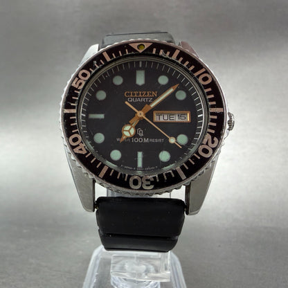 Citizen CQ Dive Watch Men 38mm Black Dial Steel Daydate 3801-450671 PARTS6