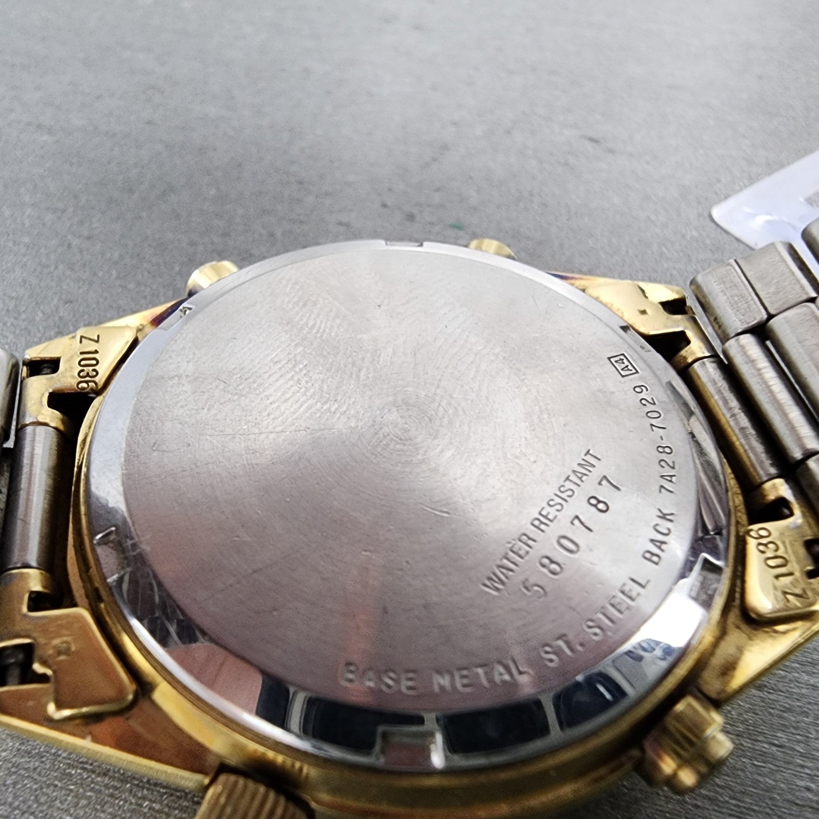Seiko Chronograph Watch Men 37mm Champagne Dial God Tone 7a287029 New Battery9