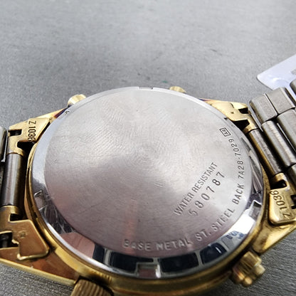 Seiko Chronograph Watch Men 37mm Champagne Dial God Tone 7a287029 New Battery9