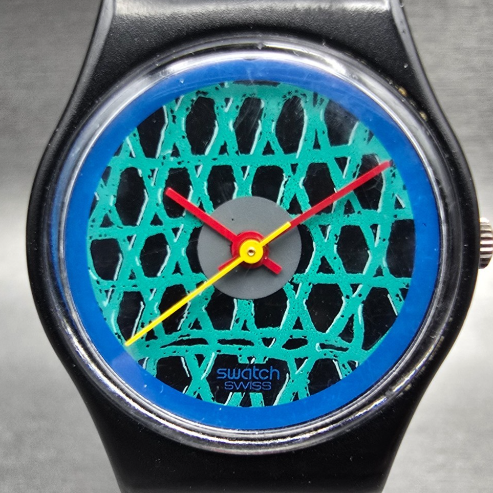 Swatch Chelsea Watch Women 25mm Green Dial Black Case Round LB112 New Battery1