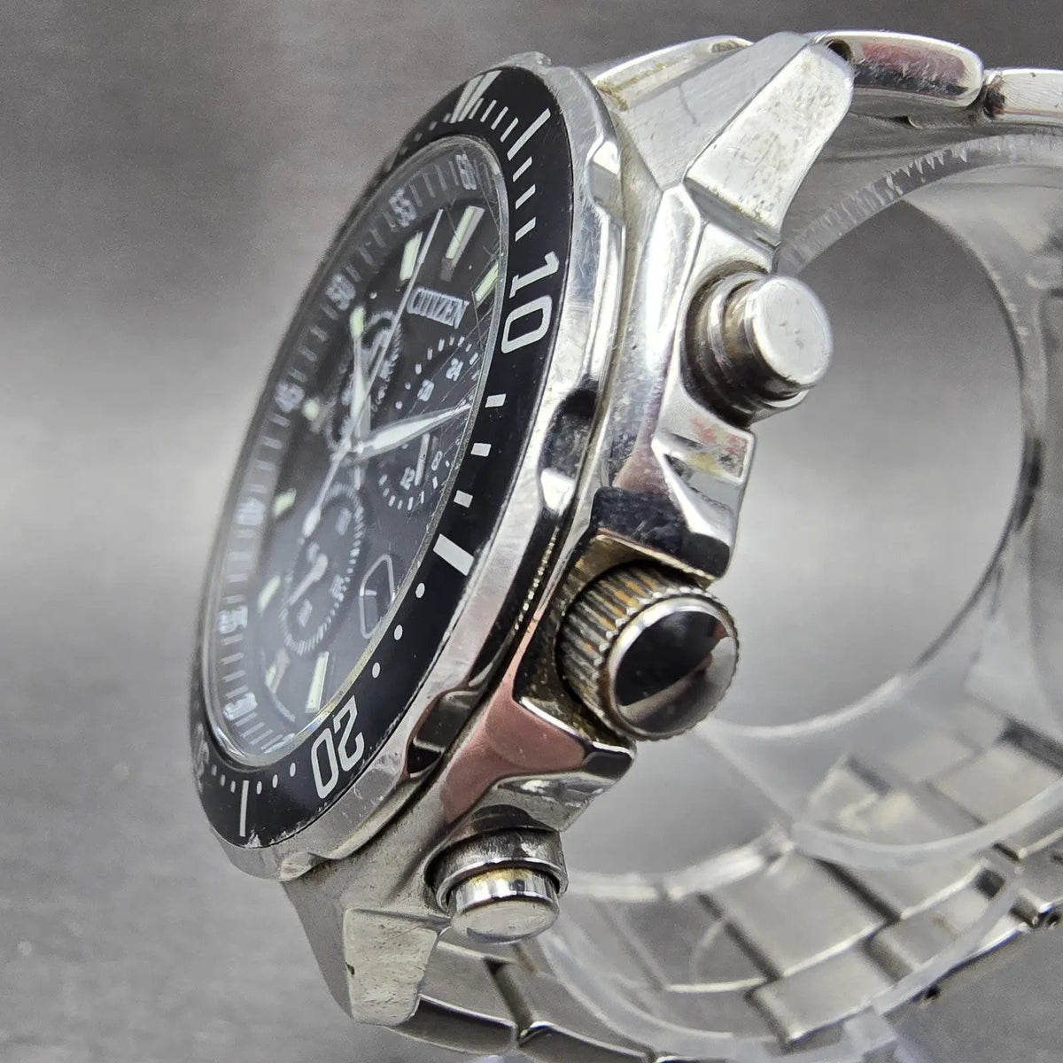 Citizen Alterna Watch Men 42mm Black Dial Steel Diver Chronograph Date Works2