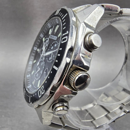 Citizen Alterna Watch Men 42mm Black Dial Steel Diver Chronograph Date Works2