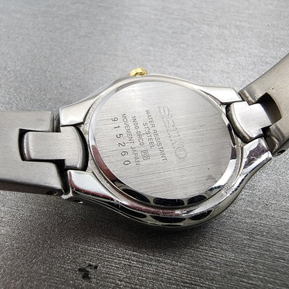 Seiko Watch Women 25mm Black Dial Two Tone Round 1n000RC0 New Battery10