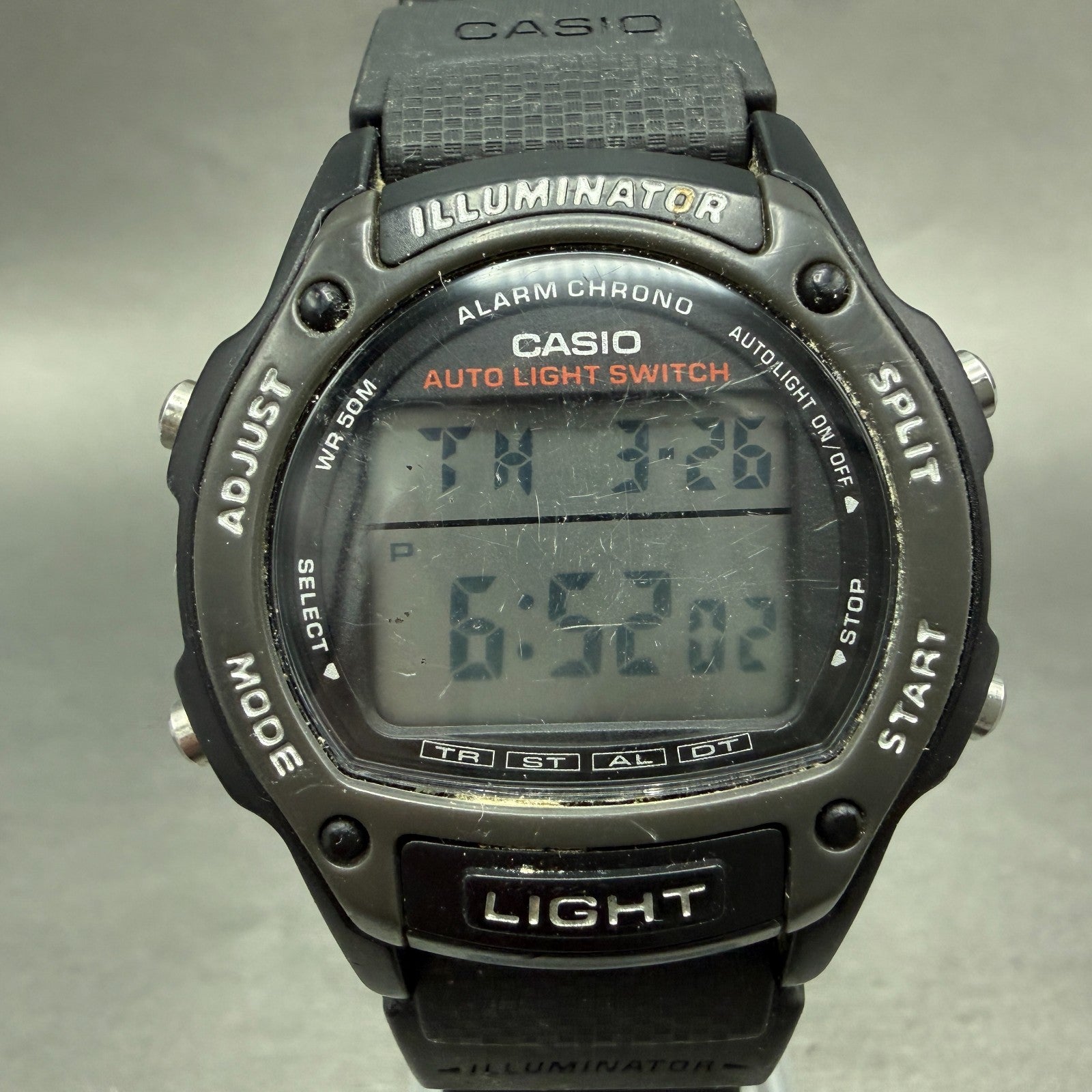 Casio Illuminator Watch Men 37mm Digital Alarm Chrono Black Round W-93H NewBat0