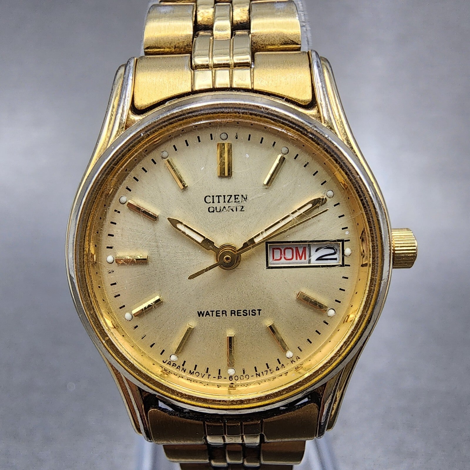Citizen Watch Women 23mm Champagne Dial Gold Tone Daydate 6000S38231 New Batt1