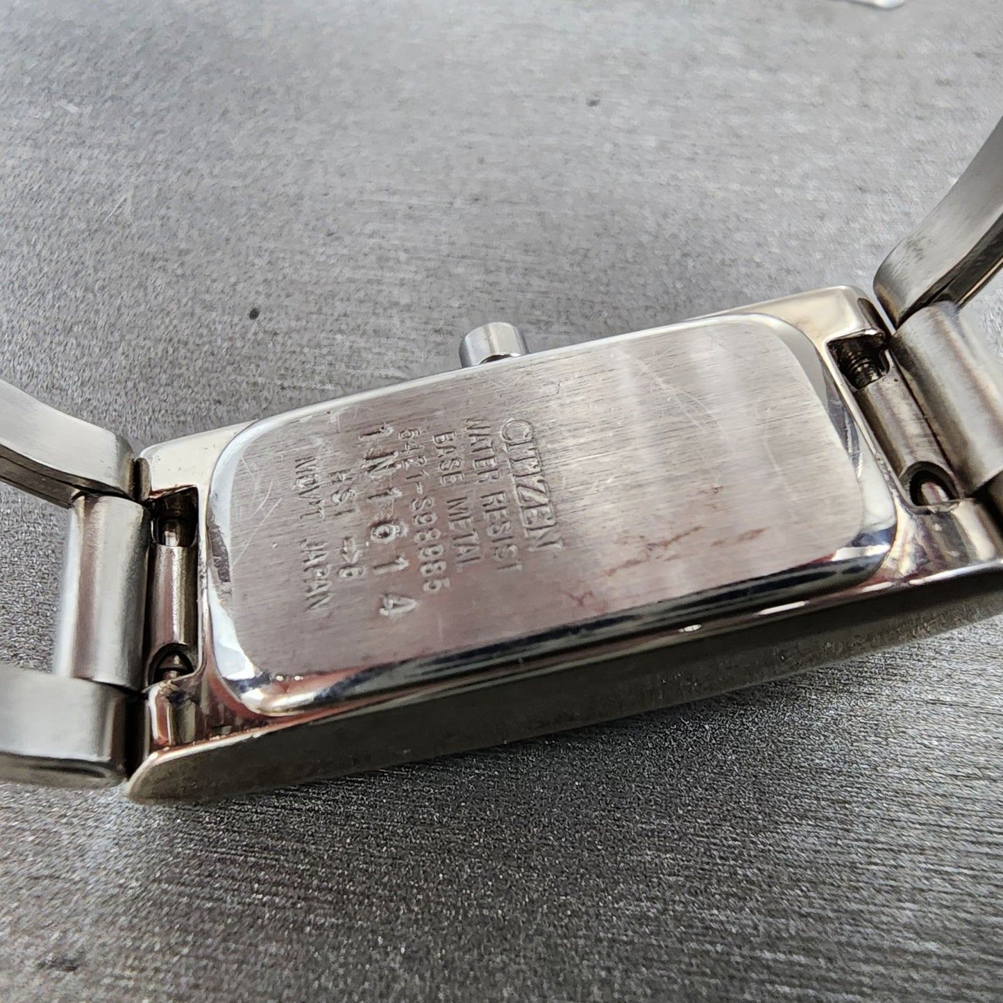 Citizen Tank Watch Women 15mm MOP Dial Silver Tone Rectangle New Battery9