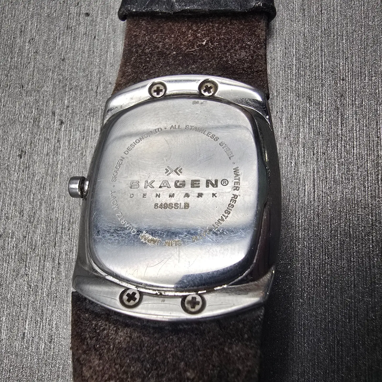 Skagen Denmark Watch Men 26mm MOP Dial Silver Tone Rectangle 649SSLB New Batt10