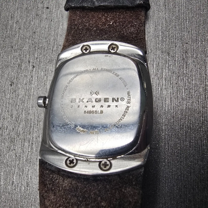 Skagen Denmark Watch Men 26mm MOP Dial Silver Tone Rectangle 649SSLB New Batt10