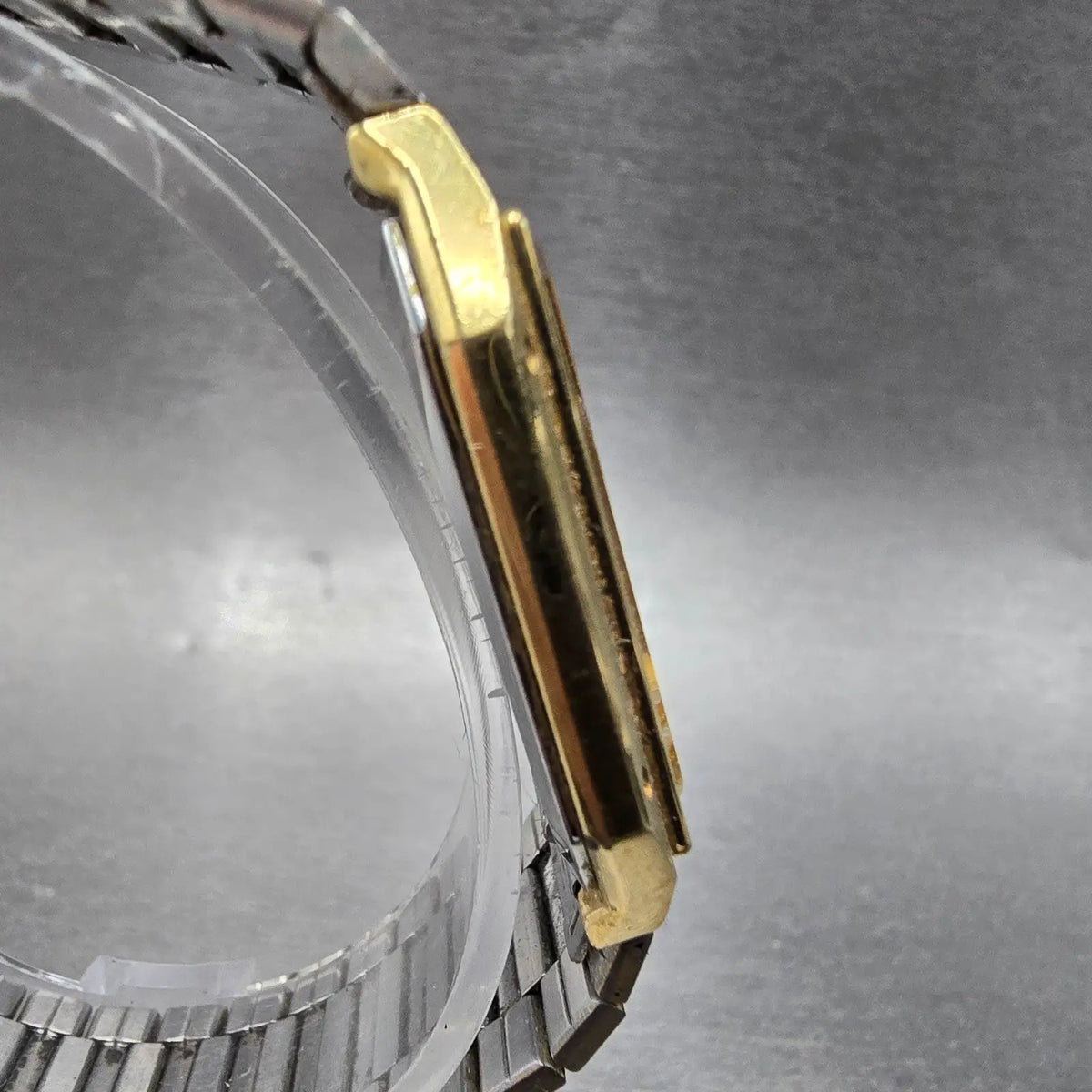 Seiko Tank Watch Men 29mm Gold Dial Gold Tone Rectangle 6530-5010 VTG PARTS4