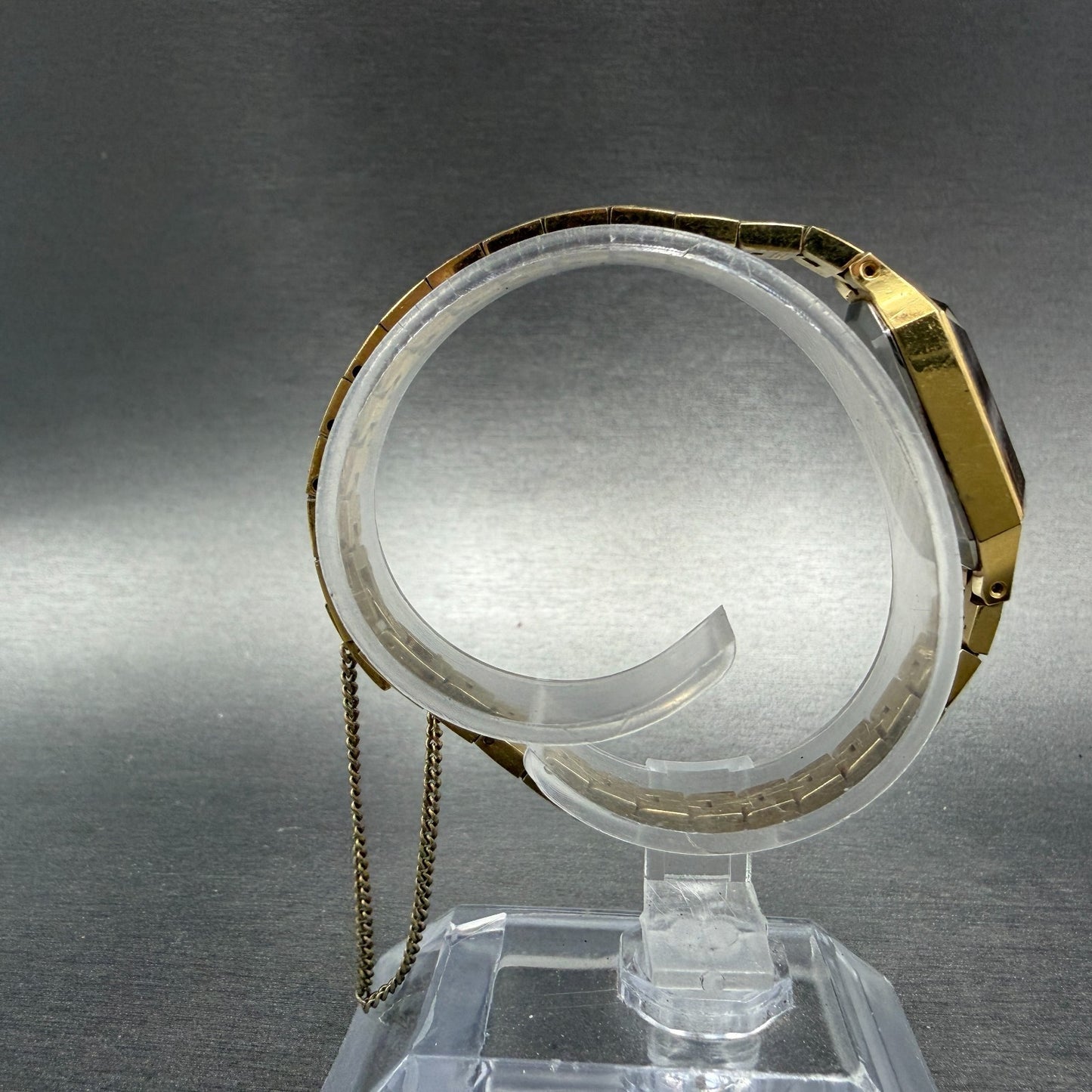 Seiko Watch Women 13mm Blue Dial Gold Tone Hexagon 1320-5339 New Battery VTG8
