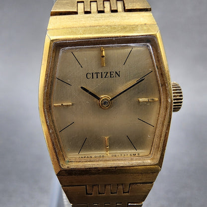 Citizen Watch Women 18mm Gold Dial Gold Tone Hexagon 860549 Manual Runs VTG1