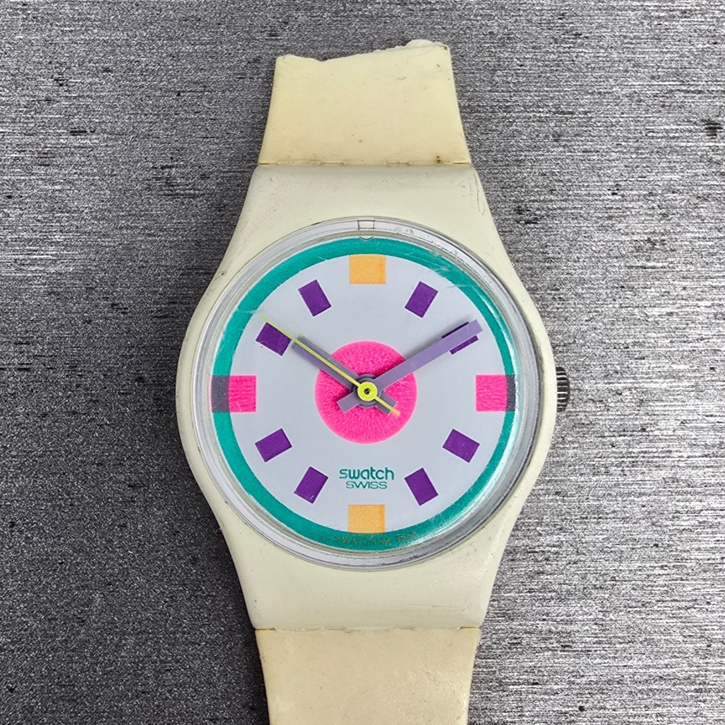 Swatch Frost Watch Women 25mm White Dial White Case Round LW125 New Battery0