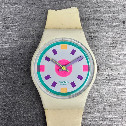 Swatch Frost Watch Women 25mm White Dial White Case Round LW125 New Battery0