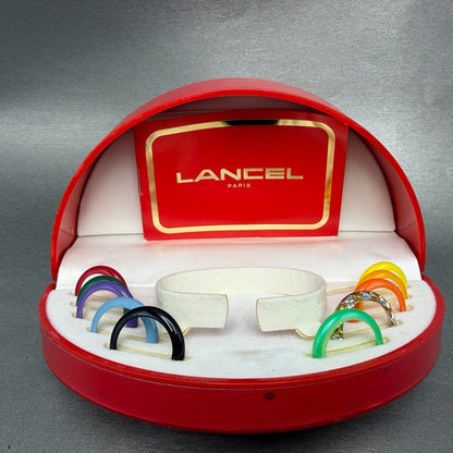 Lancel Interchangeable Bezel Watch Women 24mm White Dial Two Tone New Battery11