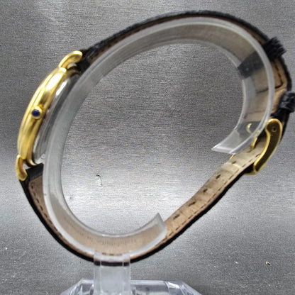 Movado Watch Men 34mm White Dial Gold Round 87-66-885 New Battery VTG Swiss6
