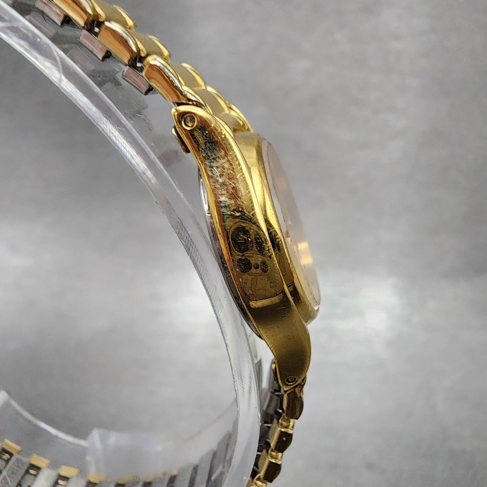 Seiko Watch Women 20mm Gold Dial Gold Tone Round 1N010E19 New Battery3