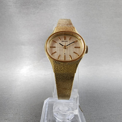 Seiko Watch Women 22mm Champagne Dial Gold Tone Oval Manual 11047140 Runs5