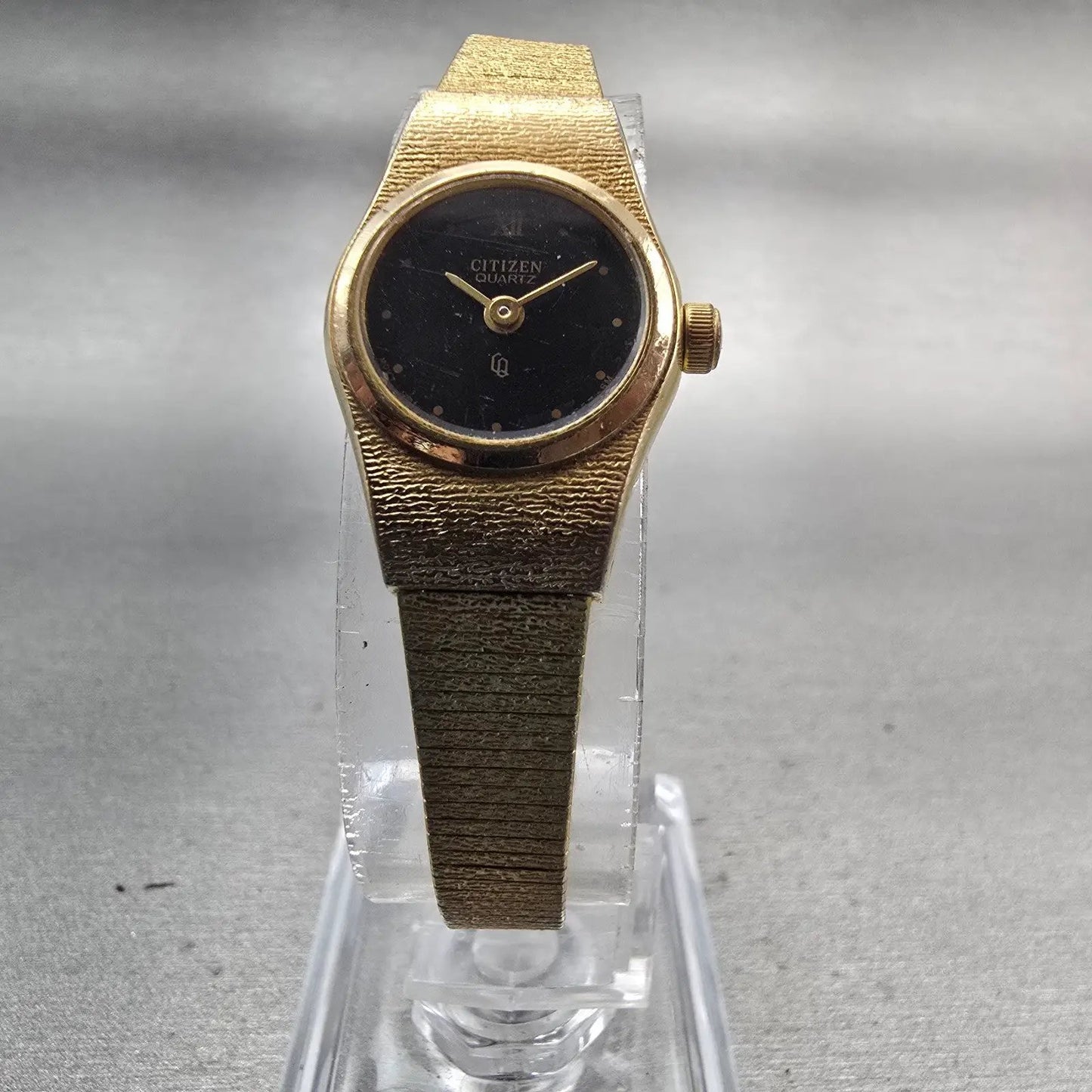 Citizen CQ Watch Women 17mm Black Dial Gold Tone Round 3220-890779 New Battery5