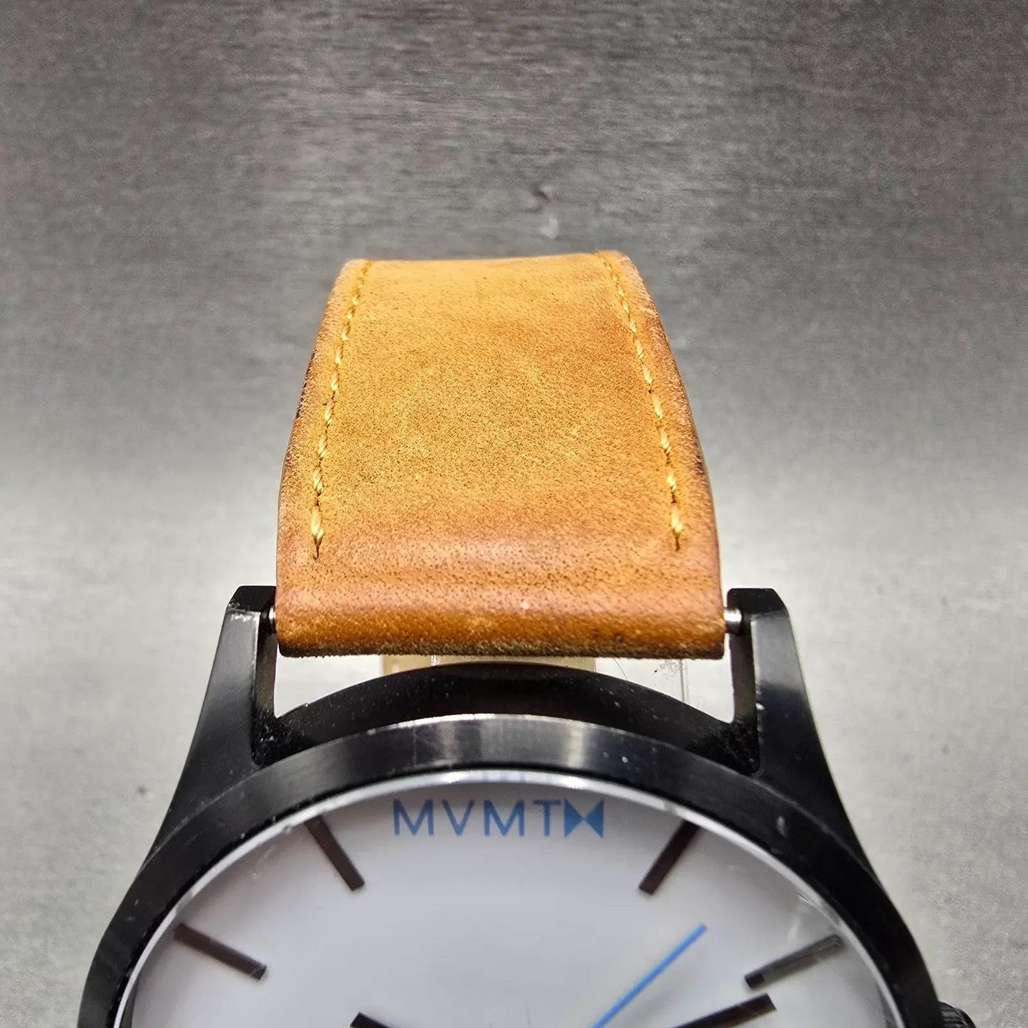 MVMT Classic Watch Men 45mm White Dial Black Date Round Leather New Battery AB4