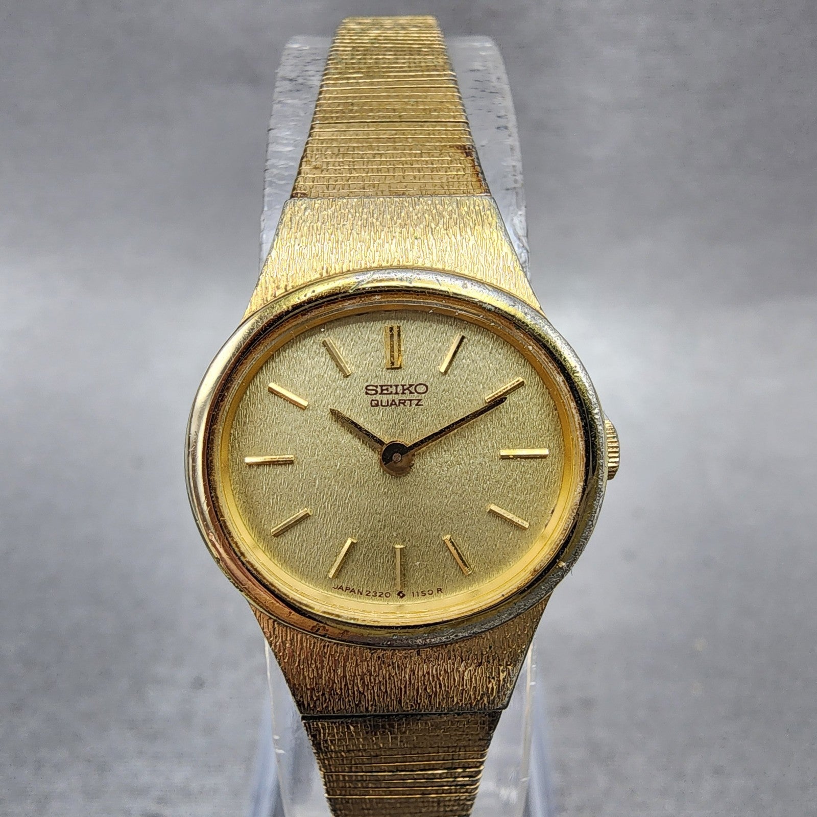 Seiko Watch Women 20mm Cream Dial Gold Tone Oval 23205439 New Battery0