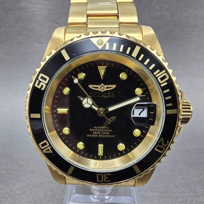 Invicta Pro Diver Watch Men 40mm Black Dial Gold Tone Date 89290B Automatic Runs0