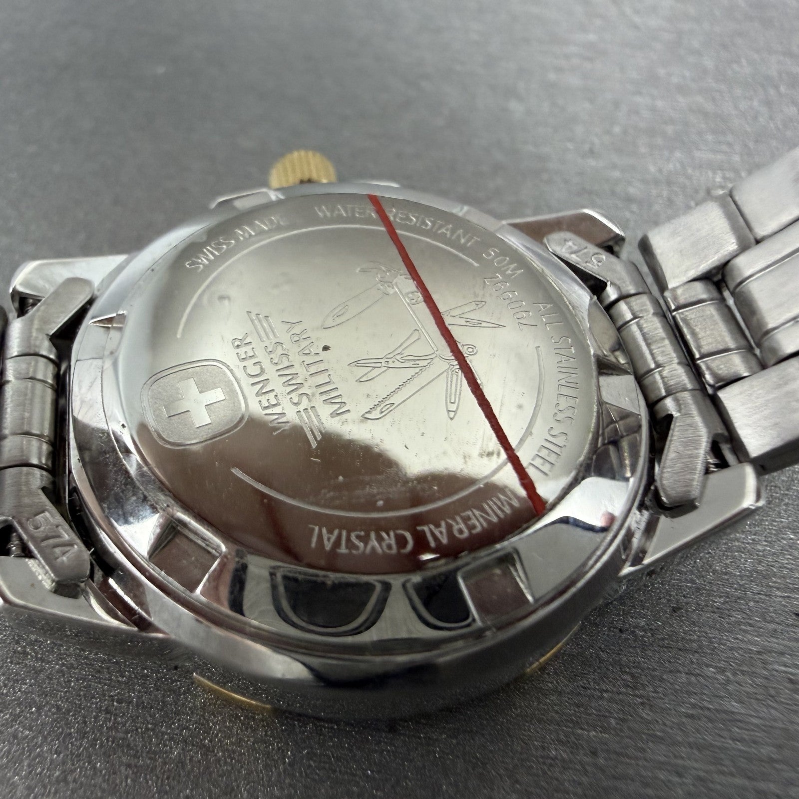 Wenger Swiss Military Watch Women 29mm White Dial Two Tone Date Round New Batt9