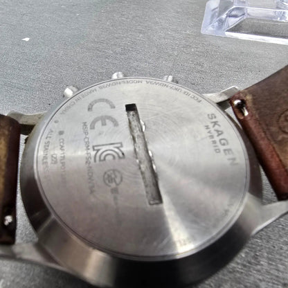 Skagen Hybrid Watch Men 41mm Gray Dial Silver Tone Round SKT1200 New Battery9