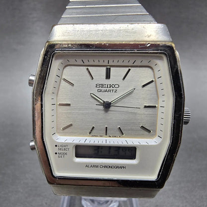 Seiko Analog Digital Watch Men 33mm Silver Dial Silver Tone H601-5400 NewBattery0