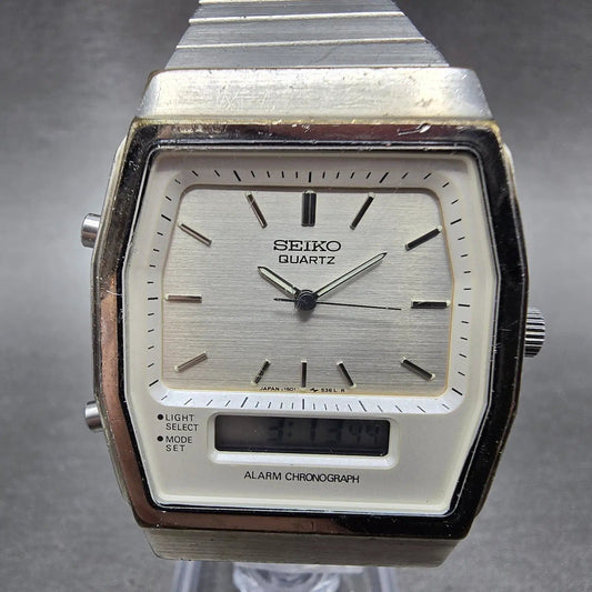 Seiko Analog Digital Watch Men 33mm Silver Dial Silver Tone H601-5400 NewBattery0