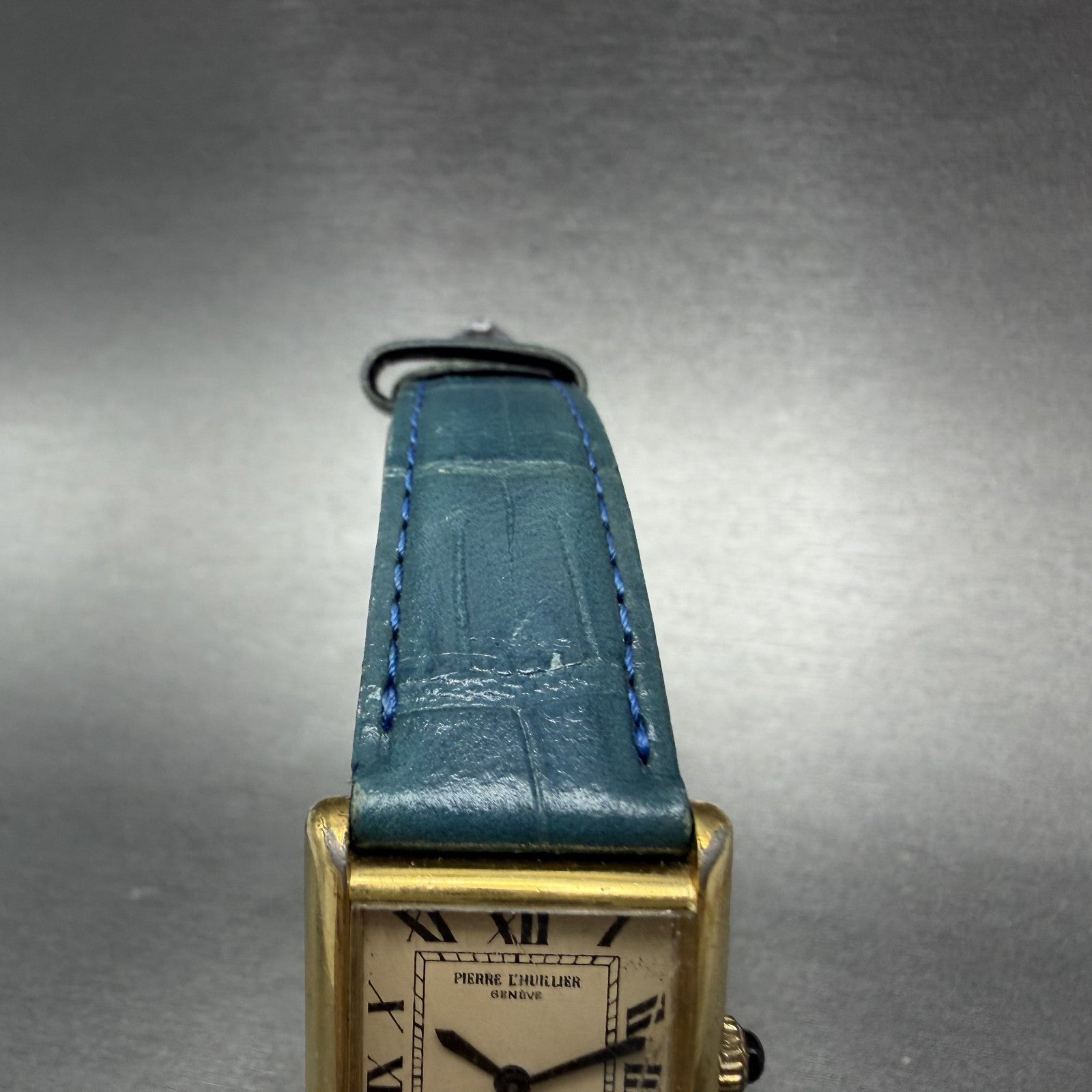 Pierre L'Huillier Tank Watch Women 22mm Cream Dial Gold Tone Rectangle Manual4
