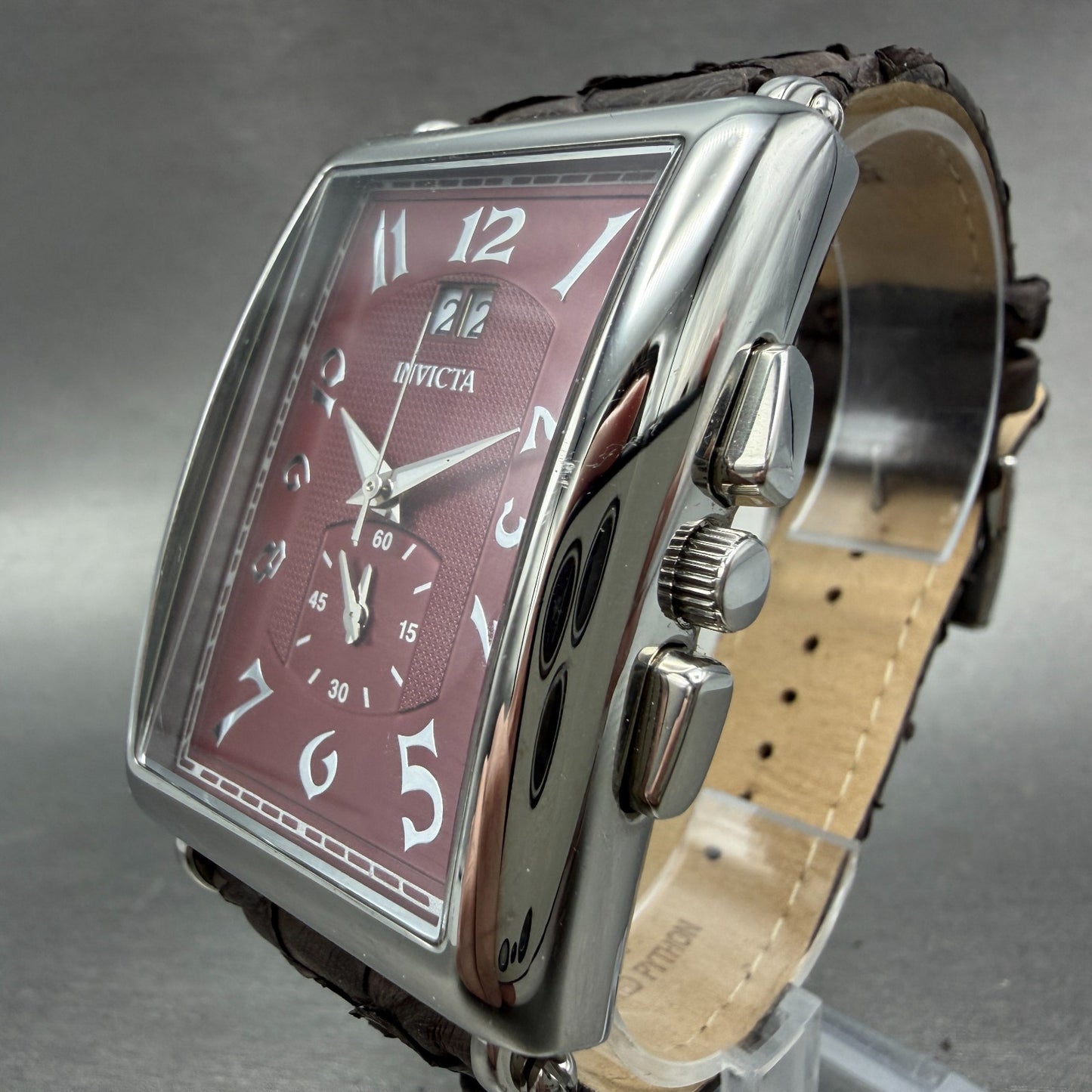 Invicta Celestial Chronograph Tank Watch Men Red Dial Steel Date Rectangle Works2