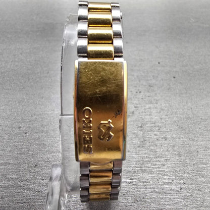 Seiko SQ Watch Women 24mm Silver Dial Two Tone Daydate 3E23-0A69 New Battery VTG7