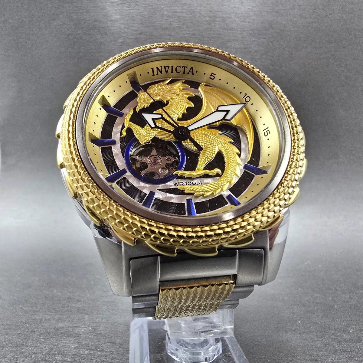 Invicta Reserve Automatic Watch Men 50mm Gold Dial Two Tone Dragon 32092 Runs5