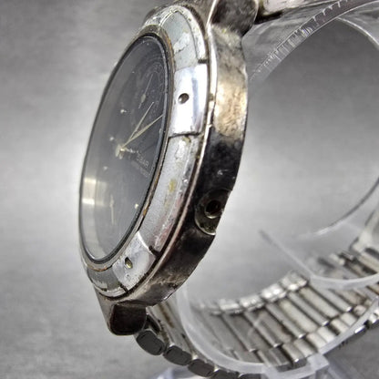 Seiko ALBA Watch Men 34mm Black Dial Silver Tone Round V254-0110 PARTS NO CROWN3
