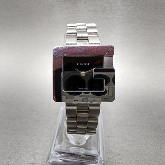 Gucci 3600L Watch Women 23mm Black Tone Stainless Steel Square New Battery0