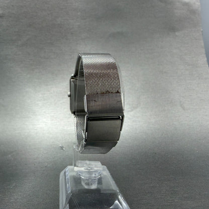 Seiko Tank Watch Women 23mm Silver Dial Silver Tone Rectangle 4130-5010 New Batt7