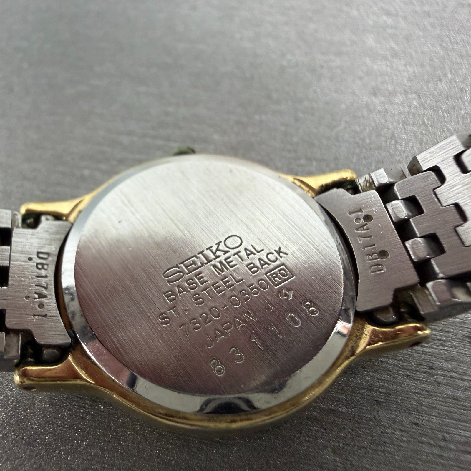 Seiko Exceline Watch Women 23mm Gray Dial Two Tone Round 7320-0350 New Battery9