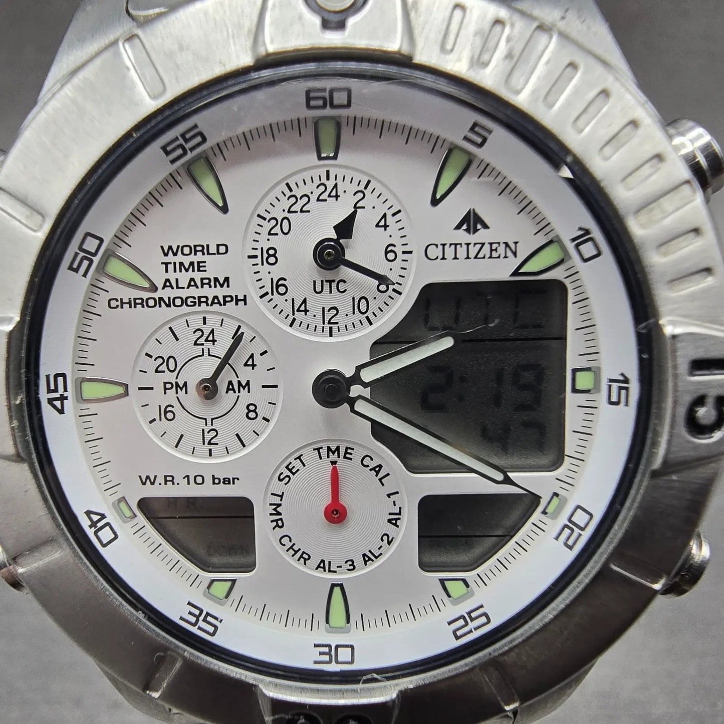 Citizen Promaster Navihawk World Time Watch Men 42mm White Dial Steel New Batt1