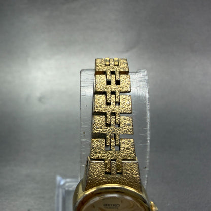 Seiko Watch Women 16mm Champagne Dial Gold Tone Round 5420-0039 New Battery HG64