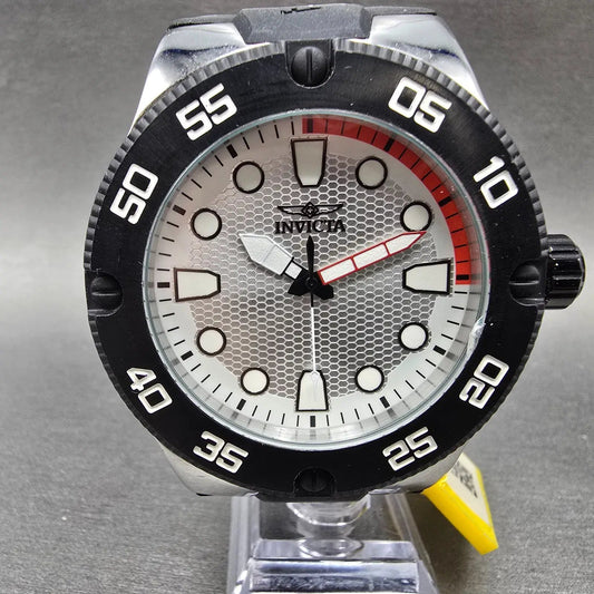 Invicta Pro Diver Watch Men 52mm Silver Dial Silver Tone Date 18023 New Battery0