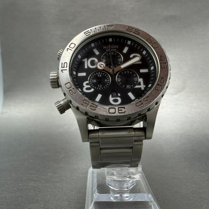 Nixon 42-20 Chrono Watch Women 42mm Black Dial Silver Tone Date New Battery5