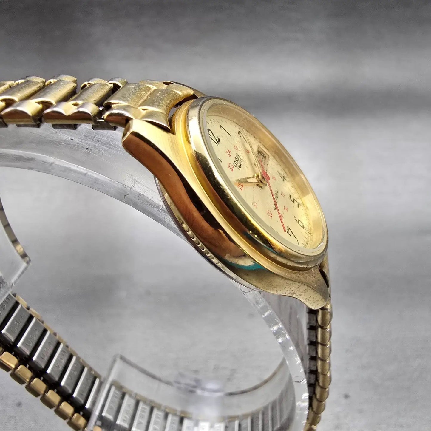 Citizen Watch Women 25mm Gold Dial Gold Tone Daydate Round 6000-S27182 New Batt3