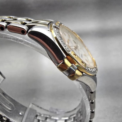 Seiko Watch Women 27mm MOP Dial Two Tone Date 7N82-0HL0 New Battery VTG Diamonds3