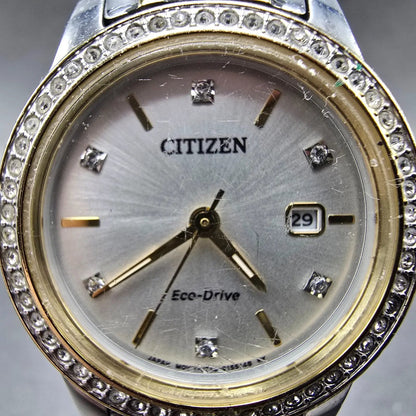Citizen Eco-Drive Watch Women 30mm Silver Dial Two Tone Date FE1174-50A PARTS2