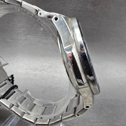 Casio Edifice Solar Watch Men 44mm Black Dial Silver Tone Daydate EF-340 Runs3