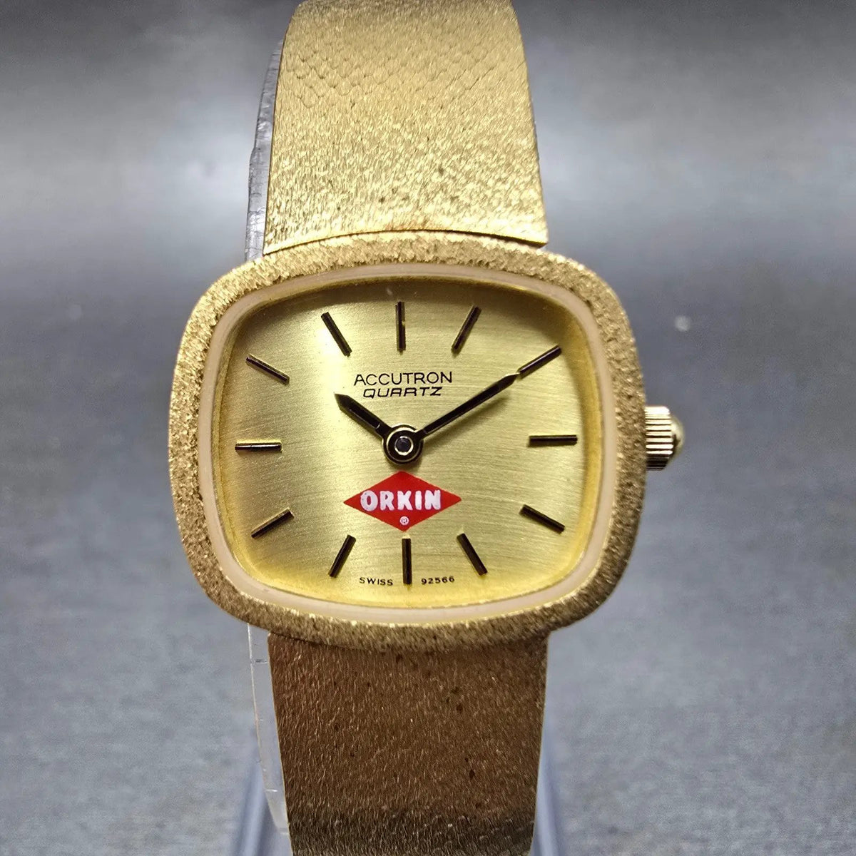 Bulova Accutron Watch Women 20mm Champagne Dial Gold Tone Rectangle P9 PARTS0