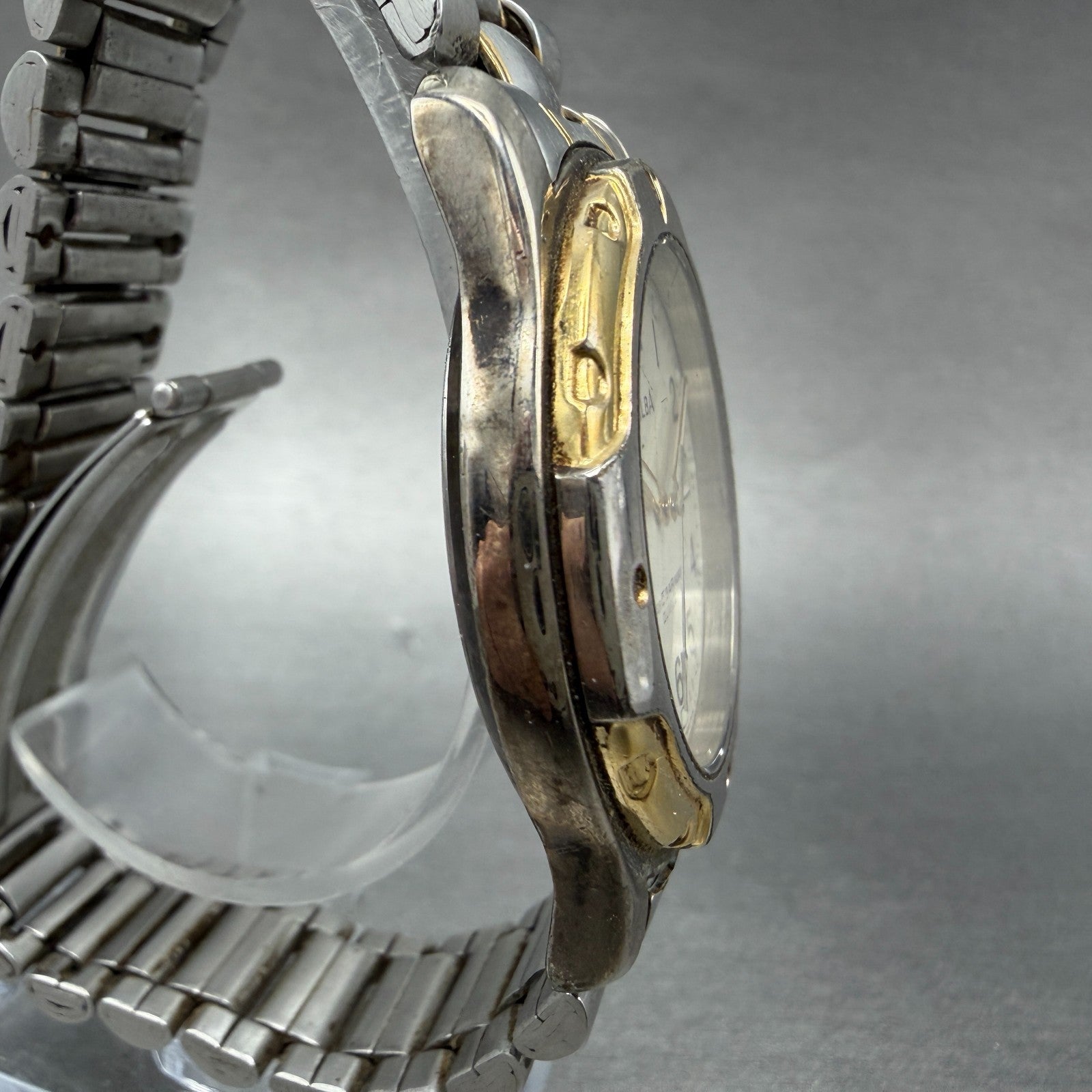 Seiko ALBA Watch Men 38mm Cream Dial Two Tone Date Round V532-7G60 New Battery3